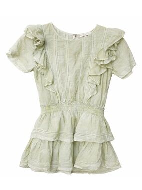 Love Shack Fancy Natasha Dress Small Sage Cottagecore Puff Sleeve